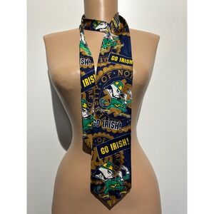 RM Sport Notre Dame Fighting Irish Silk Tie Navy Blue Gold Go Irish Leprechaun